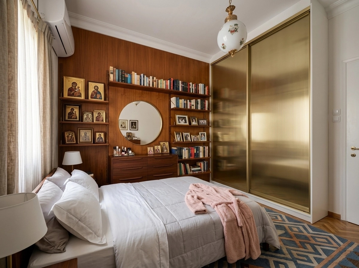 Mid-Century Modern Camera da Letto design — interior photo by GenRoom AI