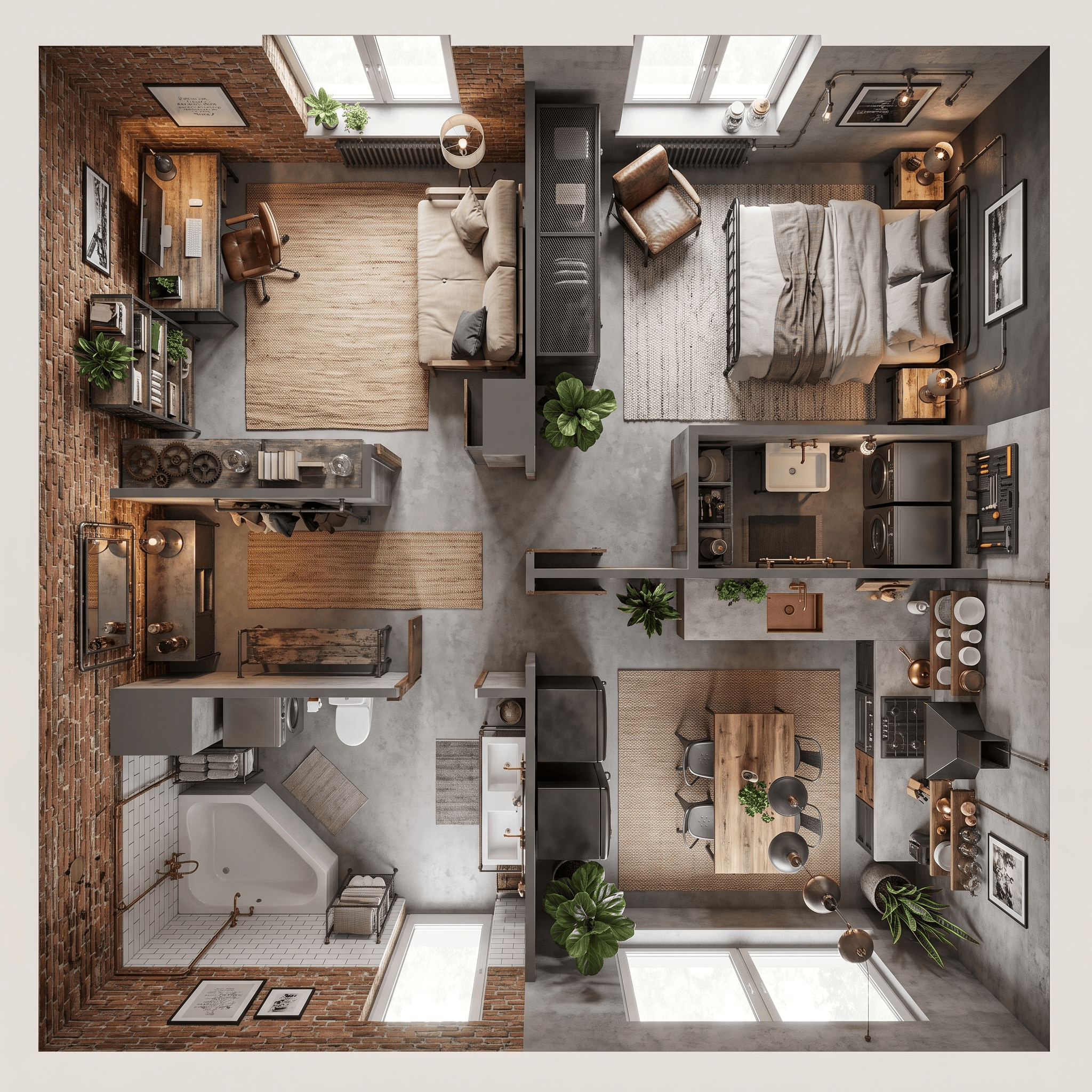 Interior design in Loft / Industrial style — Living Room by GenRoom AI