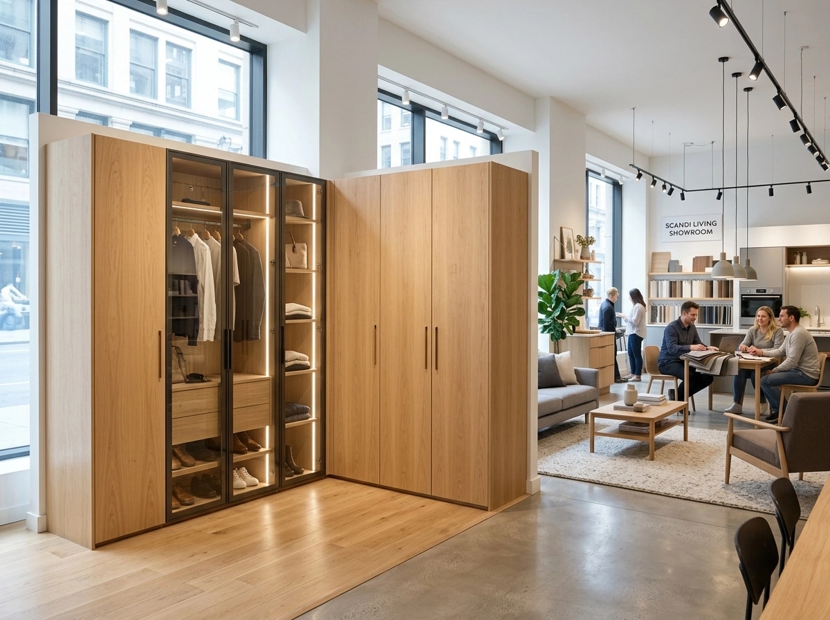 Interior design in Scandinavian style — showroom by GenRoom AI