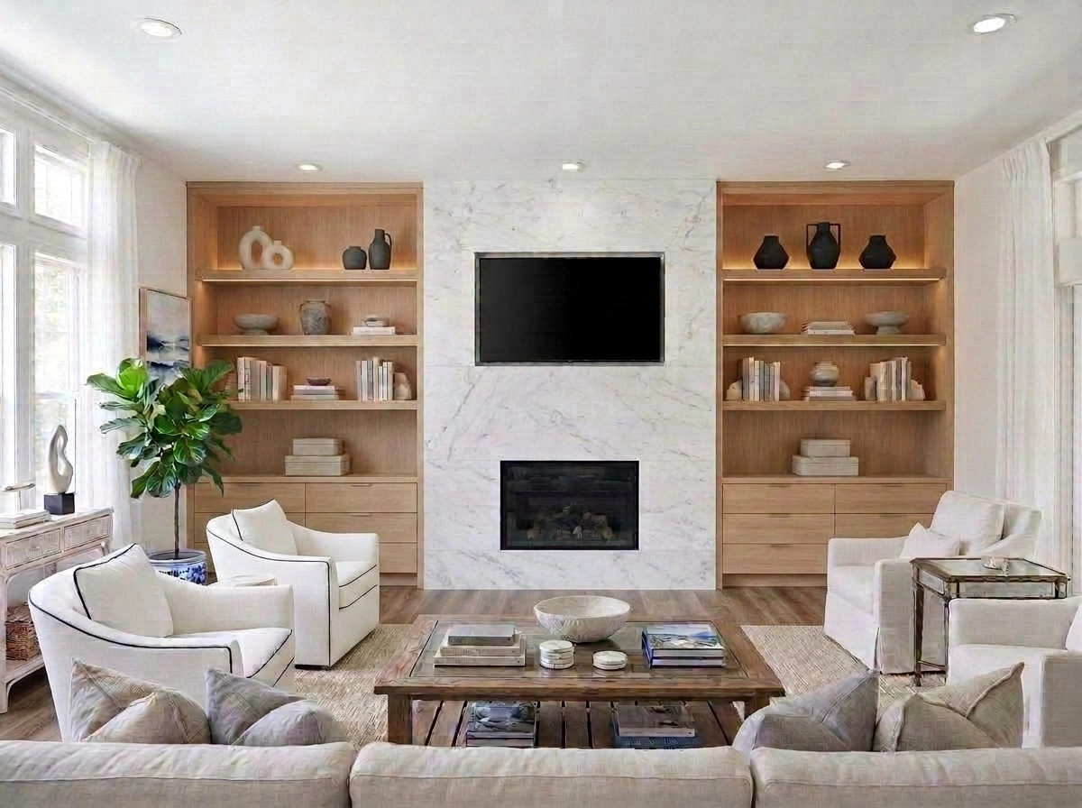 Interior design in Coastal / Hamptons style — Living Room by GenRoom AI