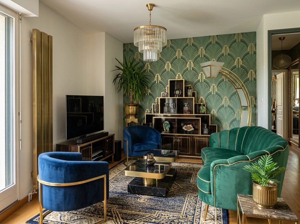 Art Deco Living Room design — interior photo by GenRoom AI