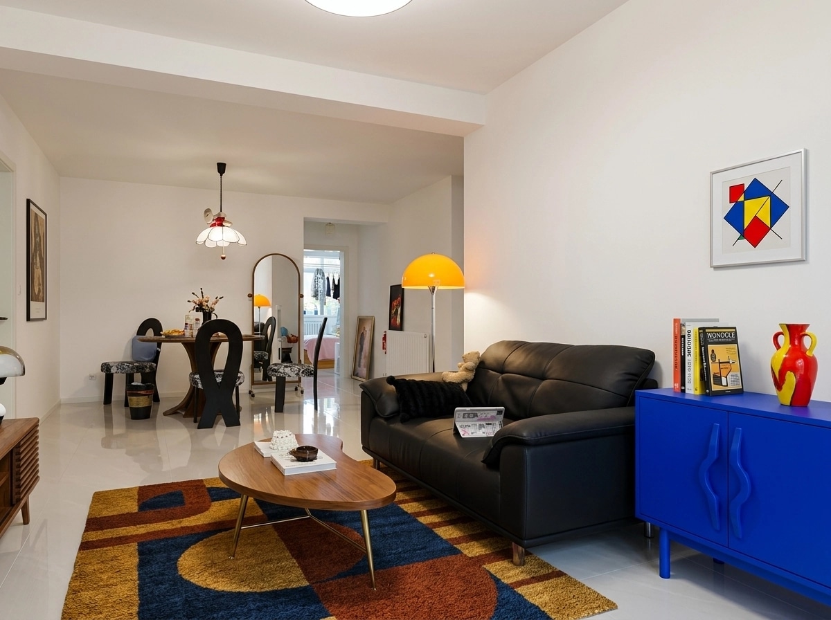 التصميم الداخلي بنمط Eclectic — غرفة المعيشة من GenRoom AI