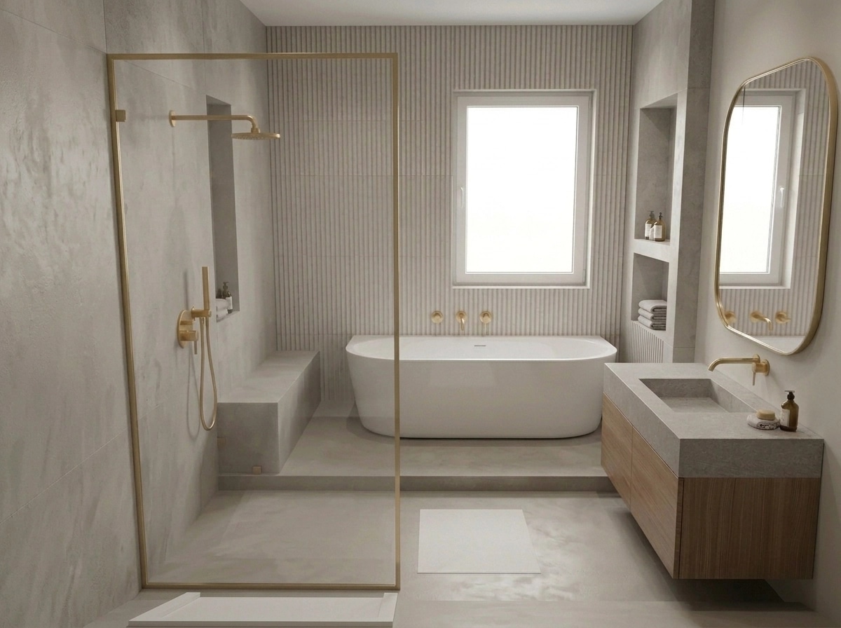 Bathroom interior in Minimalism style — photo by GenRoom AI
