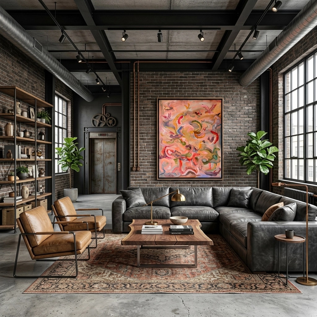Interior design in Loft / Industrial style — Living Room by GenRoom AI