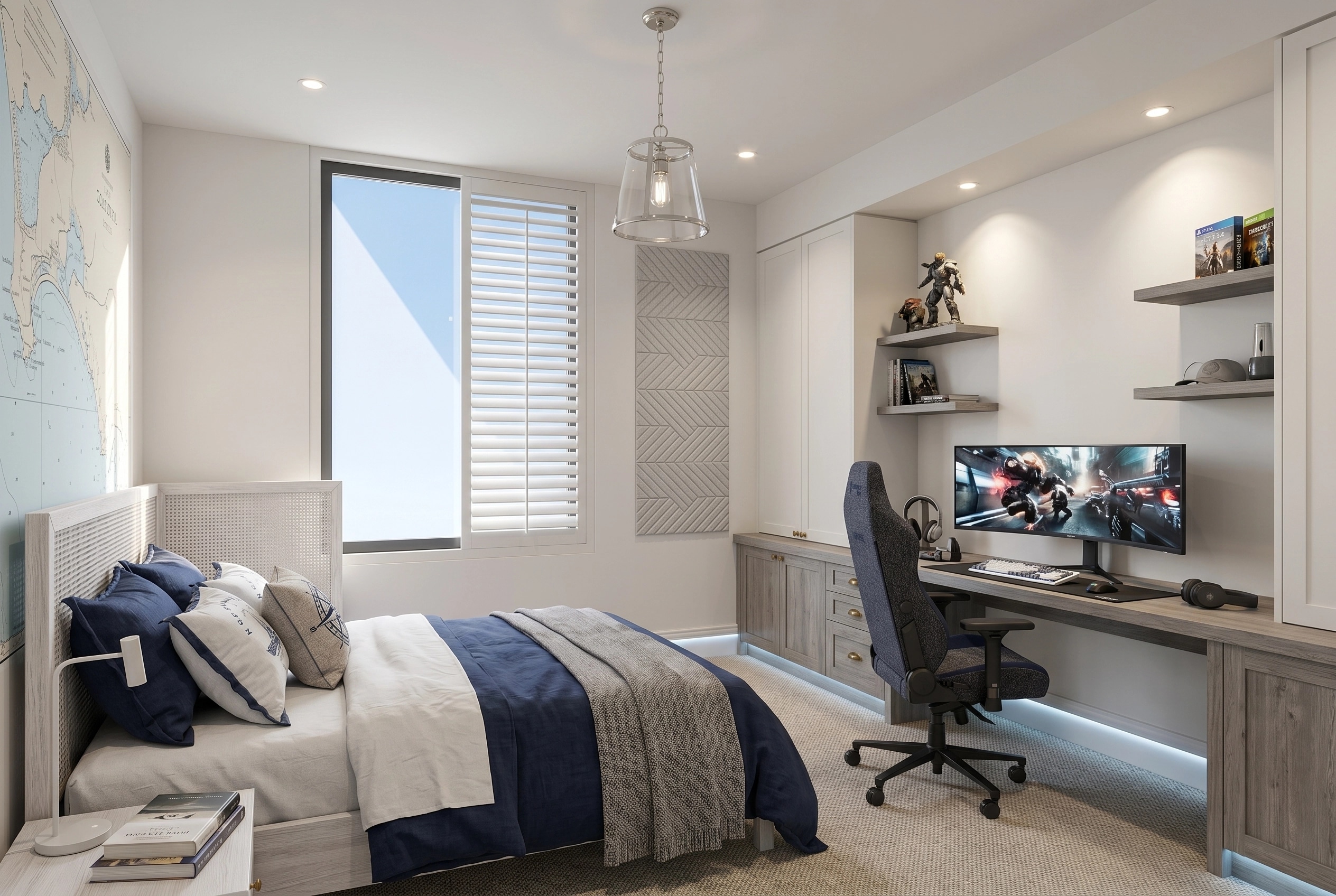 Interior design in Coastal / Hamptons style — Bedroom by GenRoom AI