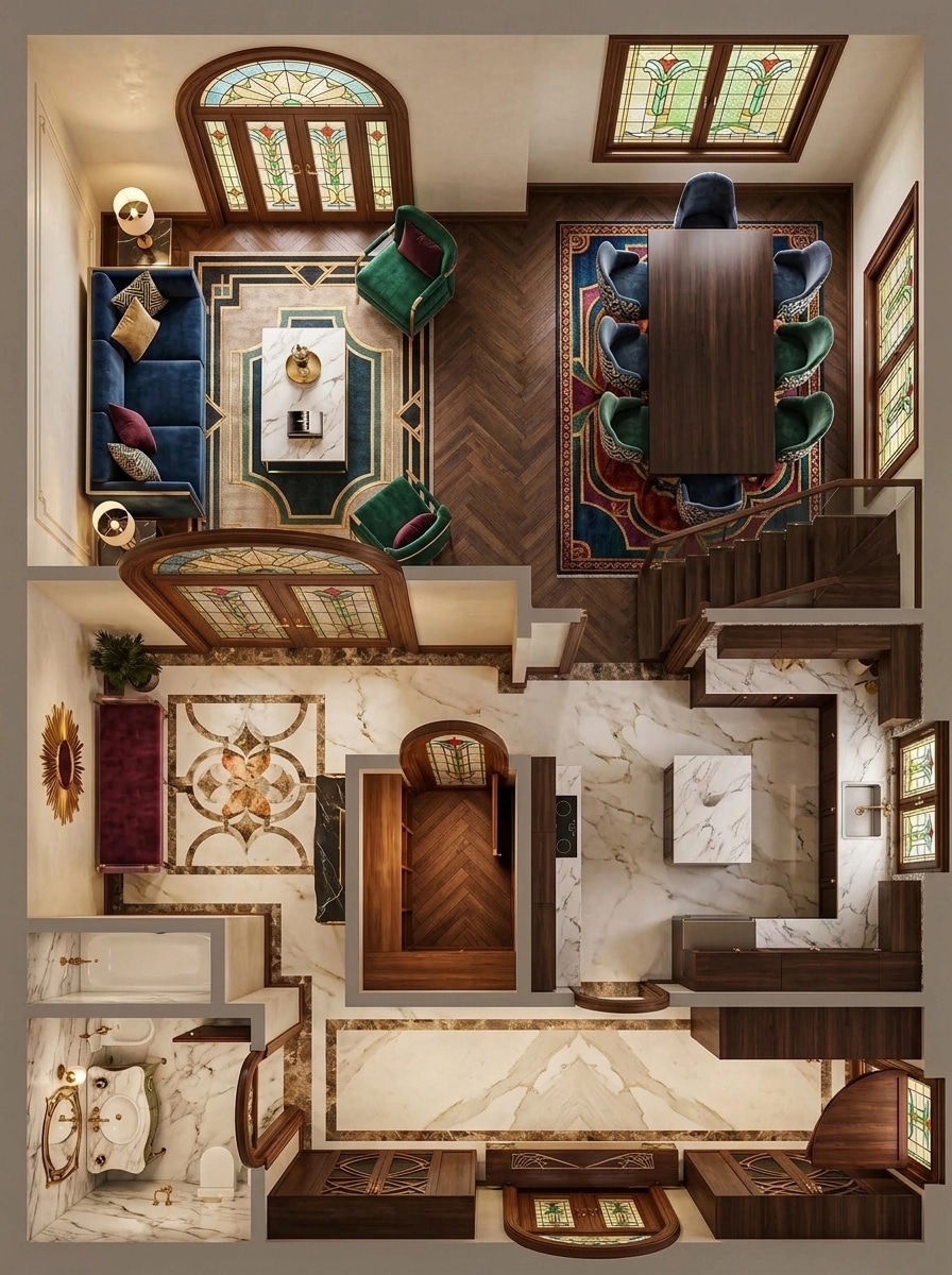 Interior design in Art Deco style — Living Room by GenRoom AI