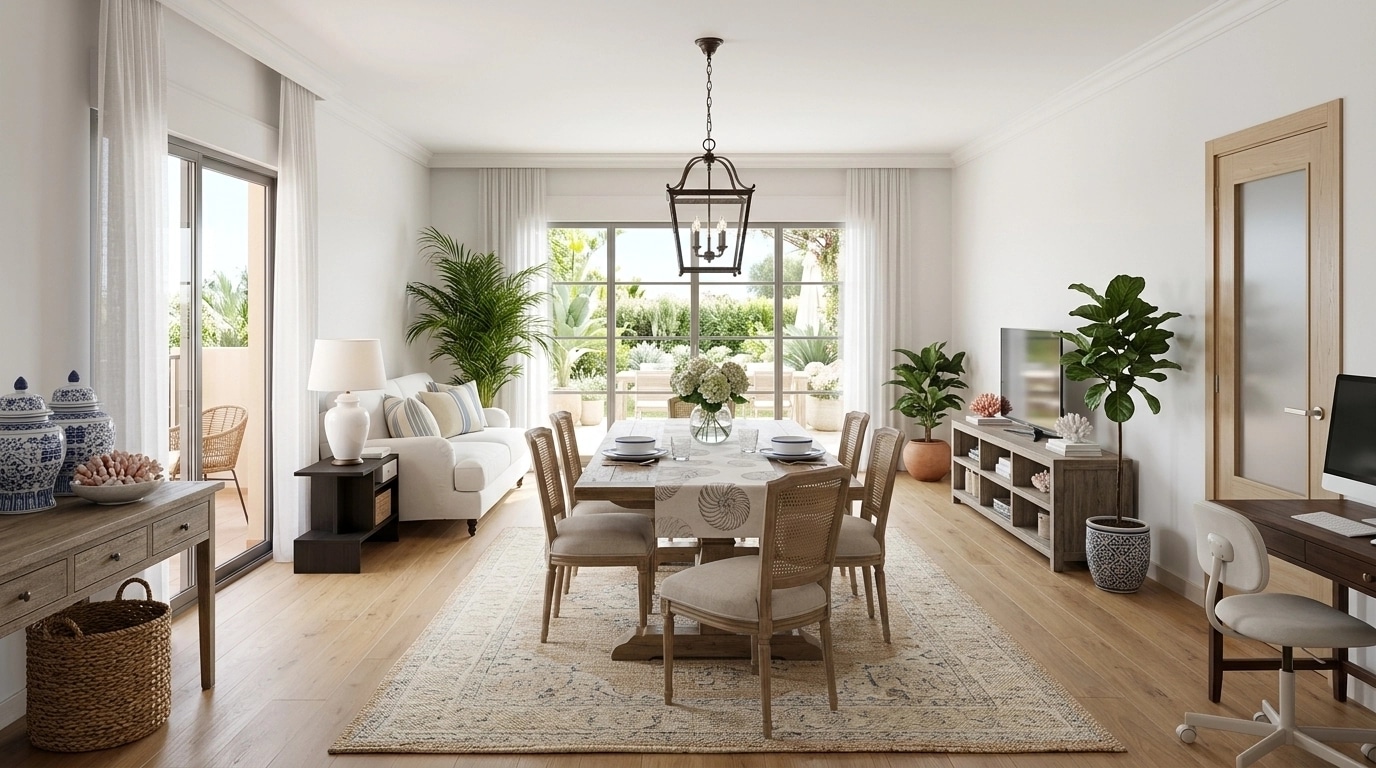 Design de interiores em estilo Coastal / Hamptons — dining_room por GenRoom AI