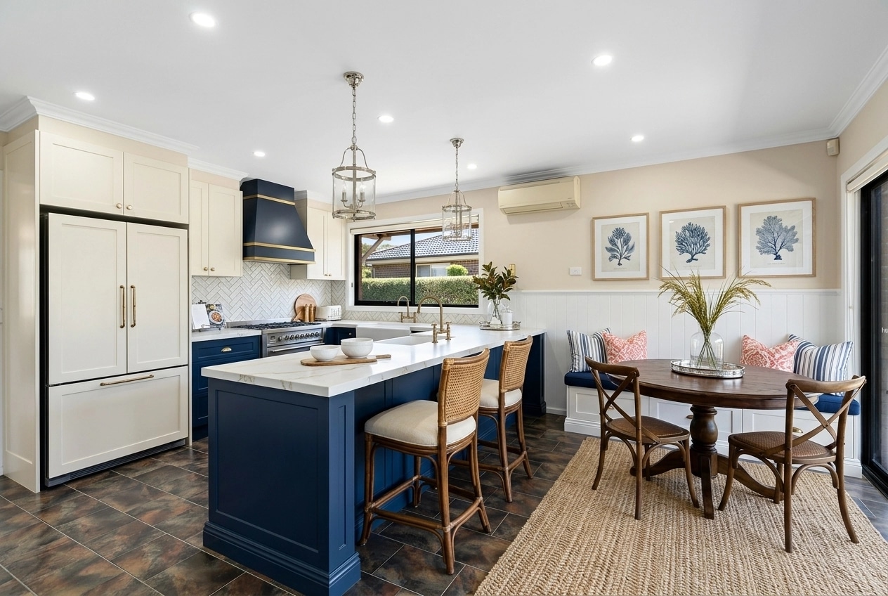Coastal / Hamptons Kitchen design — interior photo by GenRoom AI