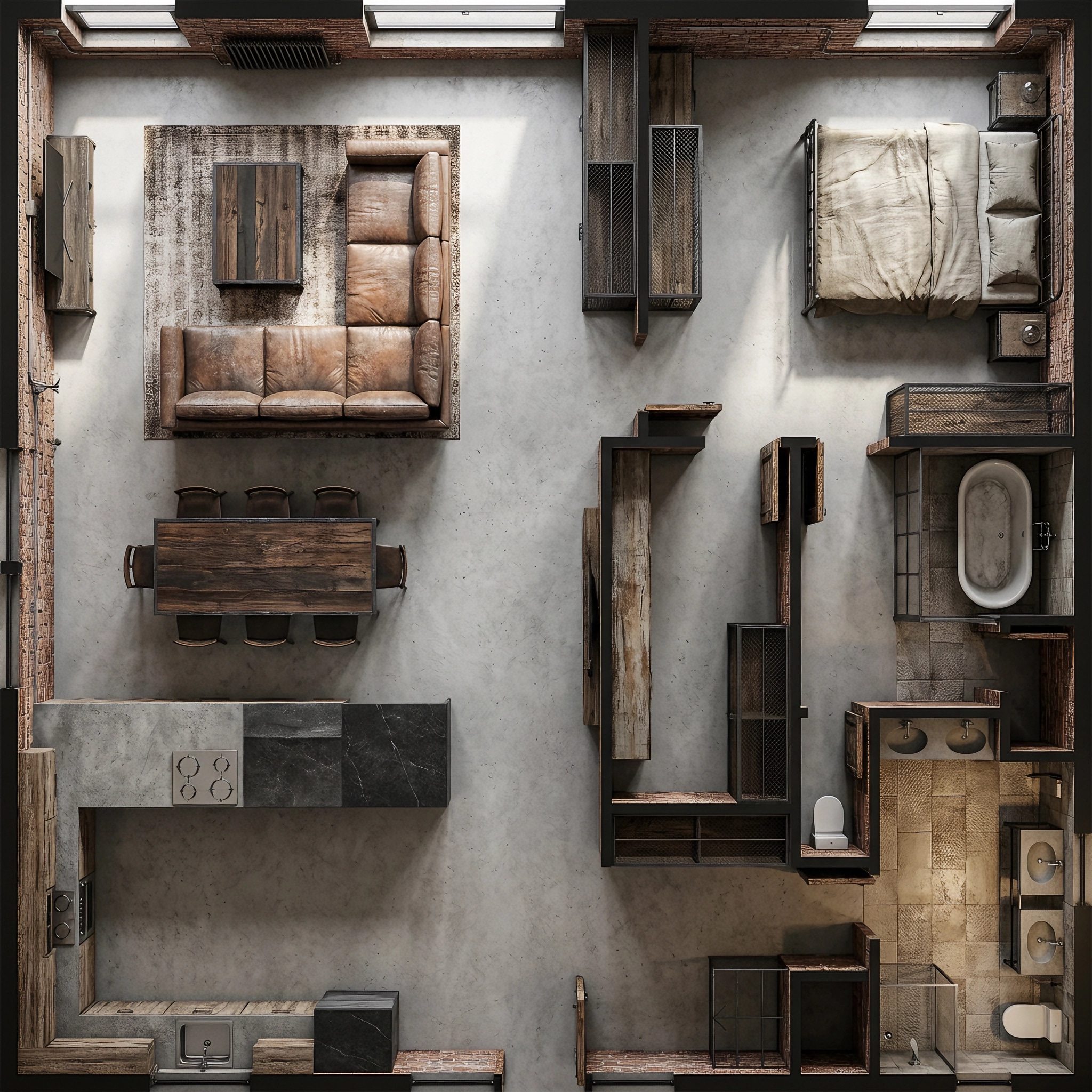 Interior design in Loft / Industrial style — Living Room by GenRoom AI