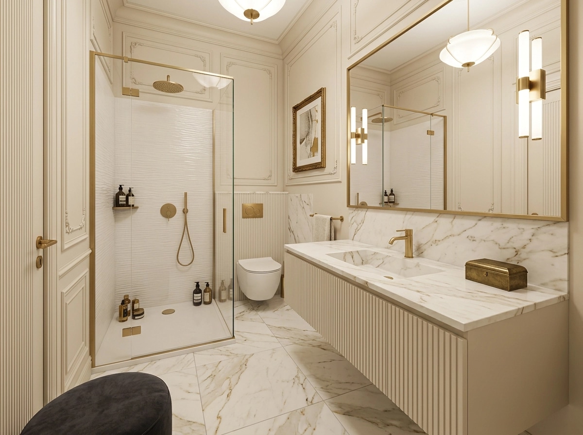 Bathroom interior in French Parisian style — photo by GenRoom AI