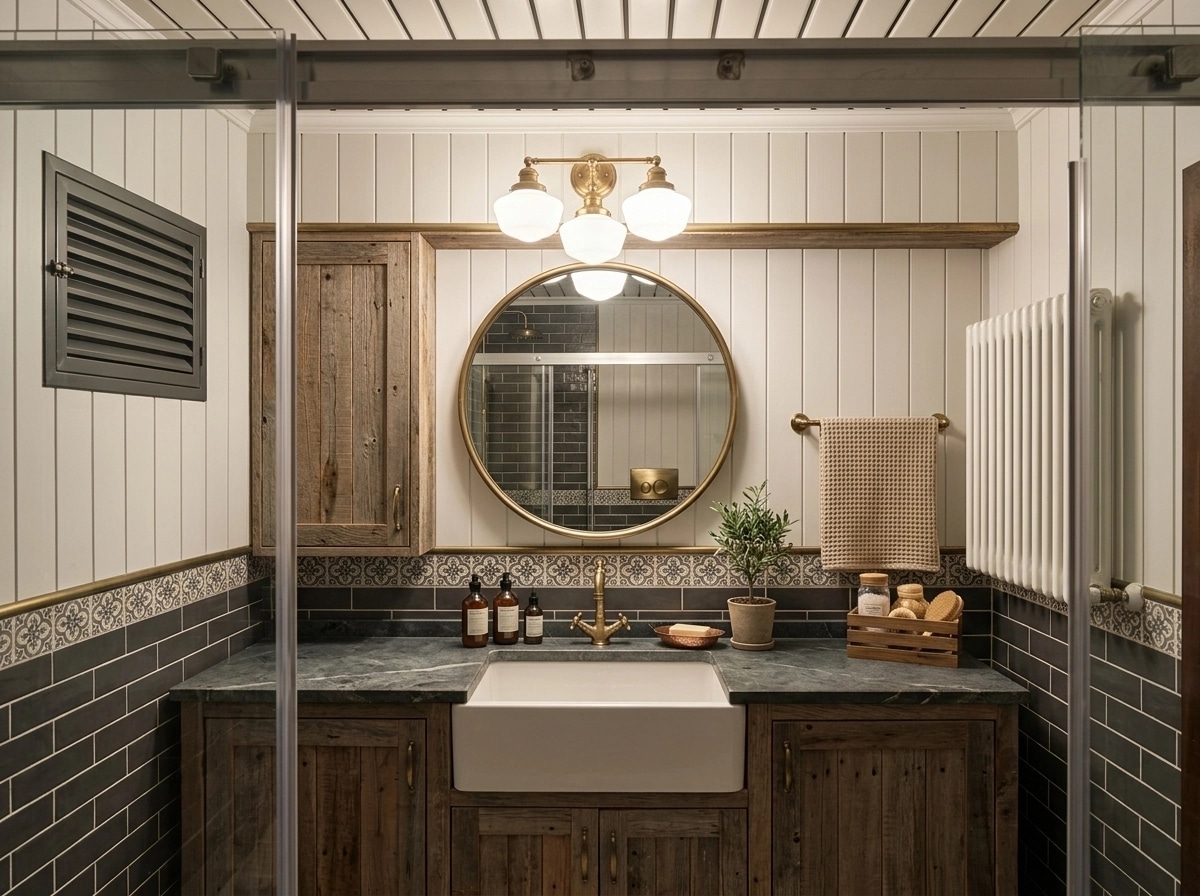 Bathroom interior in Modern Farmhouse style — photo by GenRoom AI