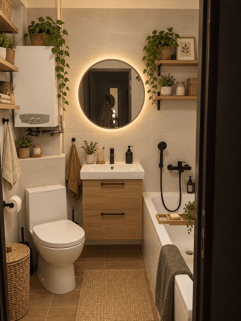 Bathroom interior in Modern Farmhouse style — photo by GenRoom AI