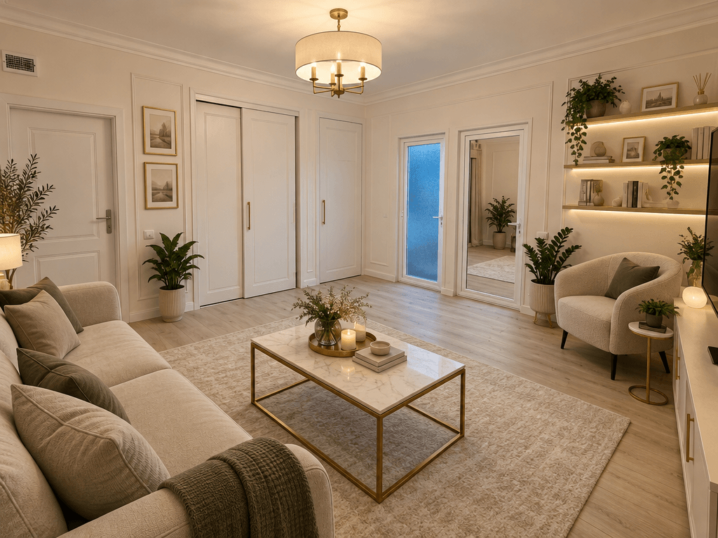 Neoclassic Living Room design — interior photo by GenRoom AI