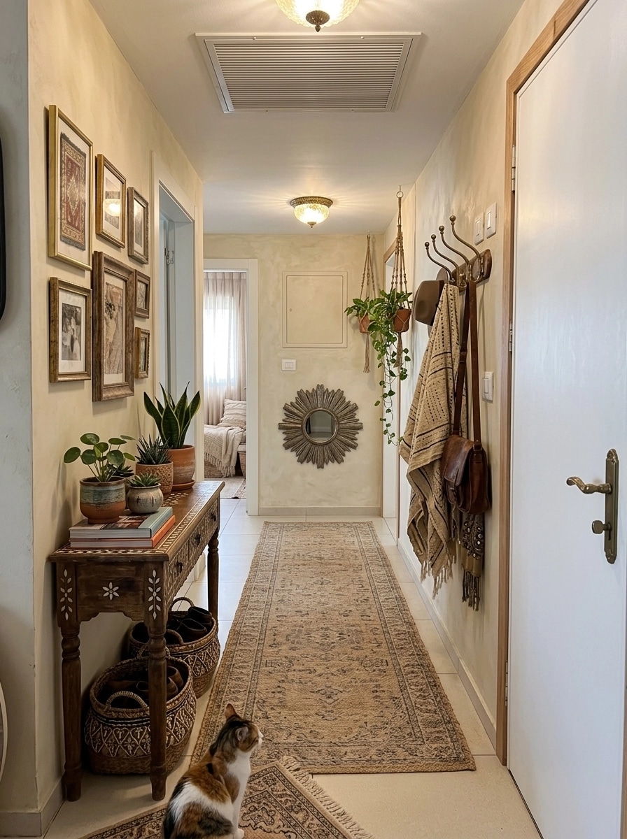 Hallway interior in Bohemian style — photo by GenRoom AI