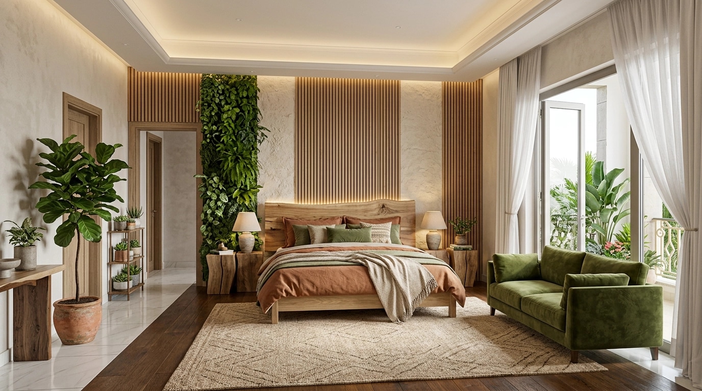 Interior design in Biophilic style — Bedroom by GenRoom AI