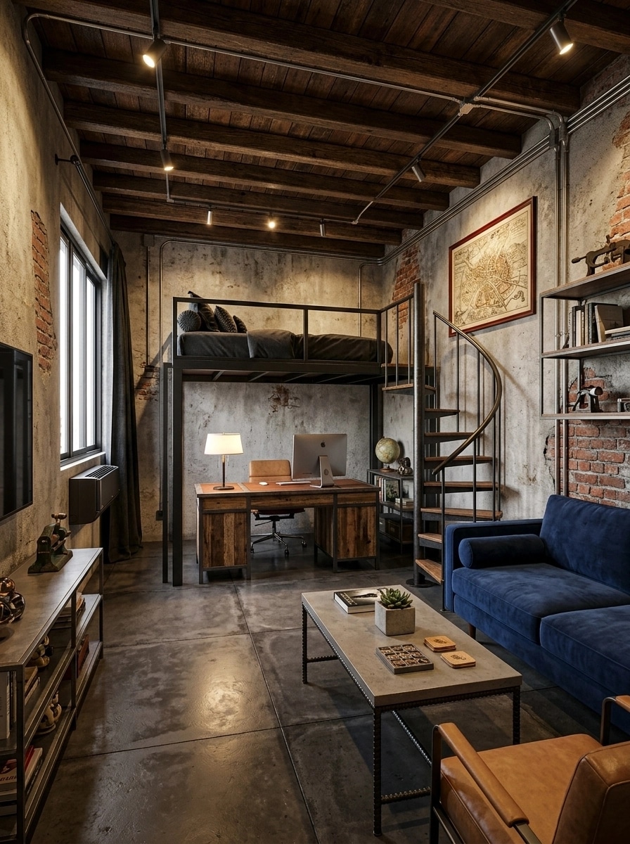 Interior design in Loft / Industrial style — Living Room by GenRoom AI