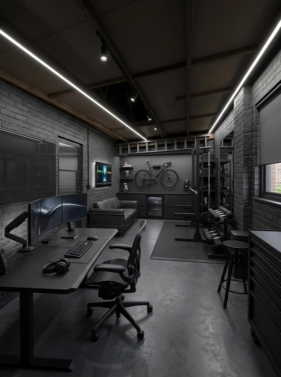 Interior design in Blacktec style — garage by GenRoom AI