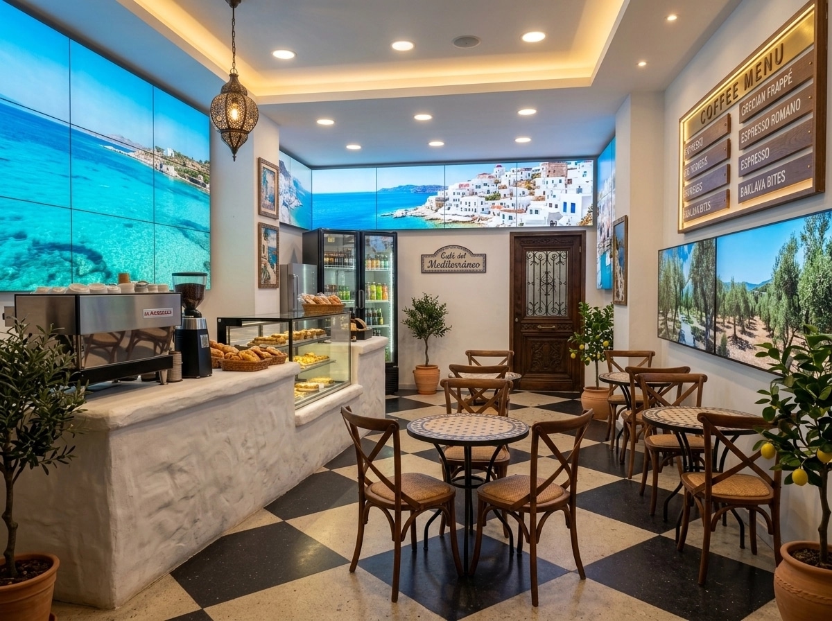 Interior design in Mediterranean style — coffee_shop by GenRoom AI
