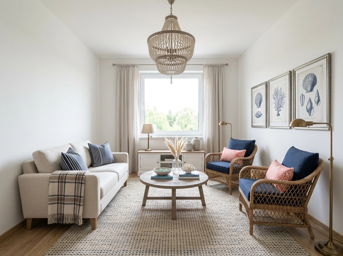 Interior design in Coastal / Hamptons style — Living Room by GenRoom AI