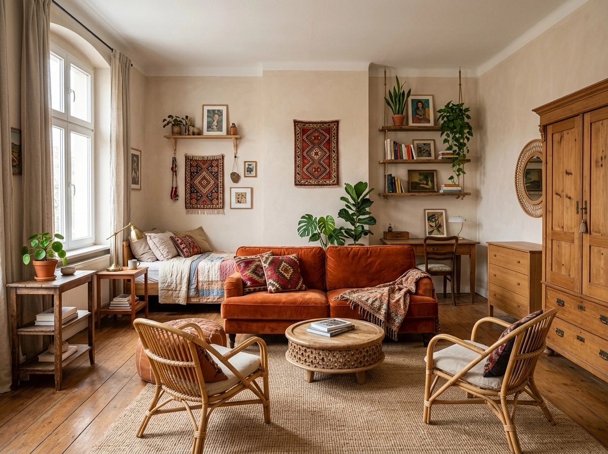 Interior design in Bohemian style — Living Room by GenRoom AI