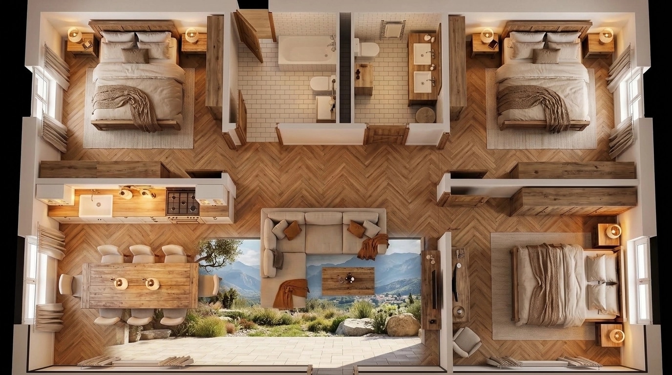 Interiördesign i stilen Modern Farmhouse — Vardagsrum av GenRoom AI