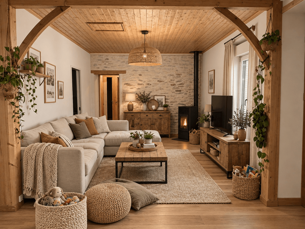 Design de interiores em estilo Modern Farmhouse — Sala de Estar por GenRoom AI