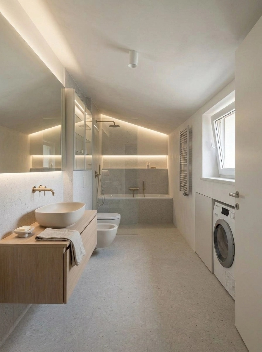 Bathroom interior in Minimalism style — photo by GenRoom AI