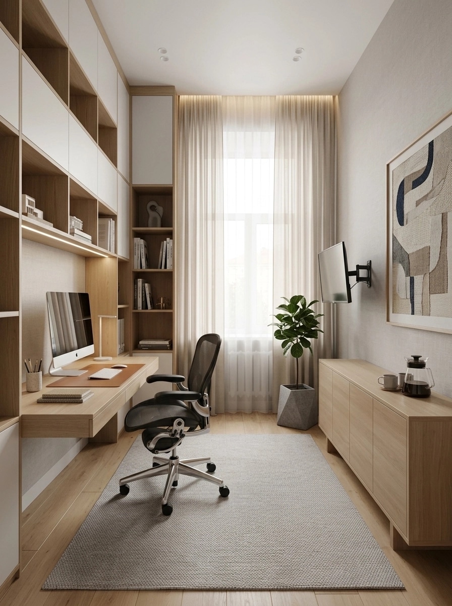 Office interior in Scandinavian style — photo by GenRoom AI