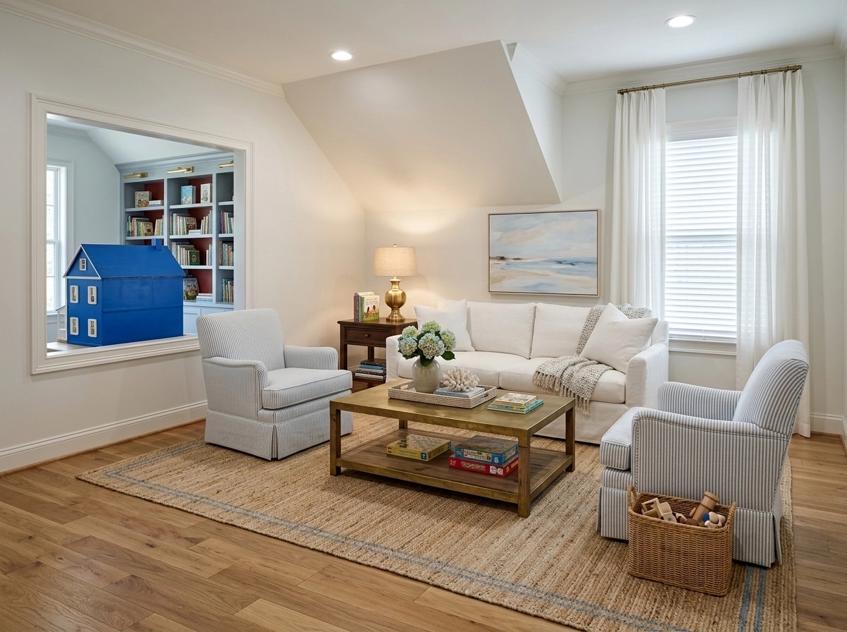 Interior design in Coastal / Hamptons style — Living Room by GenRoom AI