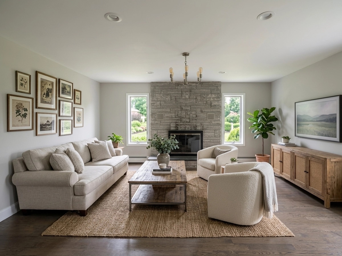 Modern Farmhouse Living Room design — interior photo by GenRoom AI