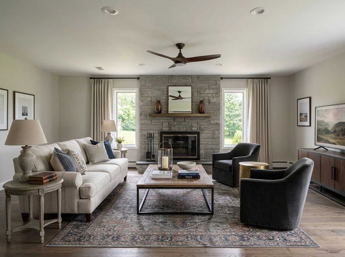 Transitional Living Room design — interior photo by GenRoom AI