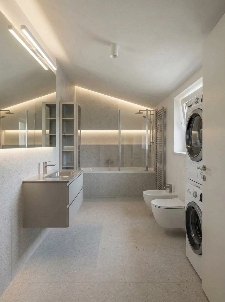 Bathroom interior in Minimalism style — photo by GenRoom AI