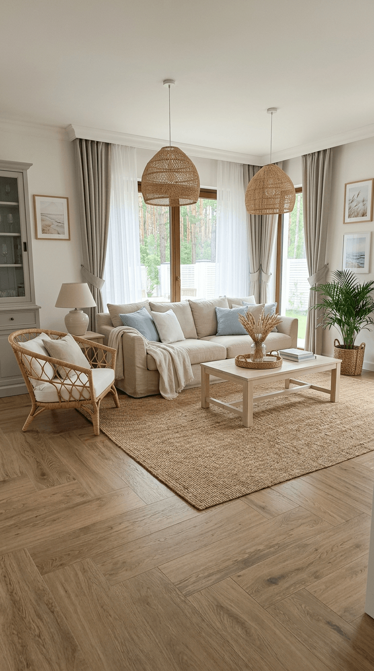 Interior desain di Coastal / Hamptons gaya — Ruang Tamu oleh GenRoom AI