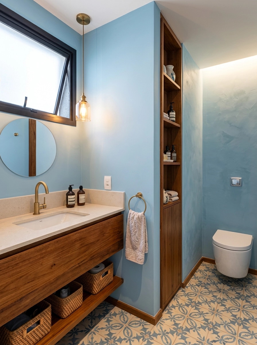 Bathroom interior in Eclectic style — photo by GenRoom AI