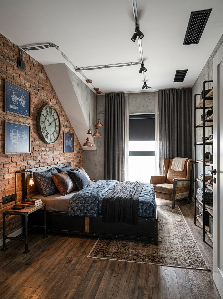 Interior design in Loft / Industrial style — Bedroom by GenRoom AI