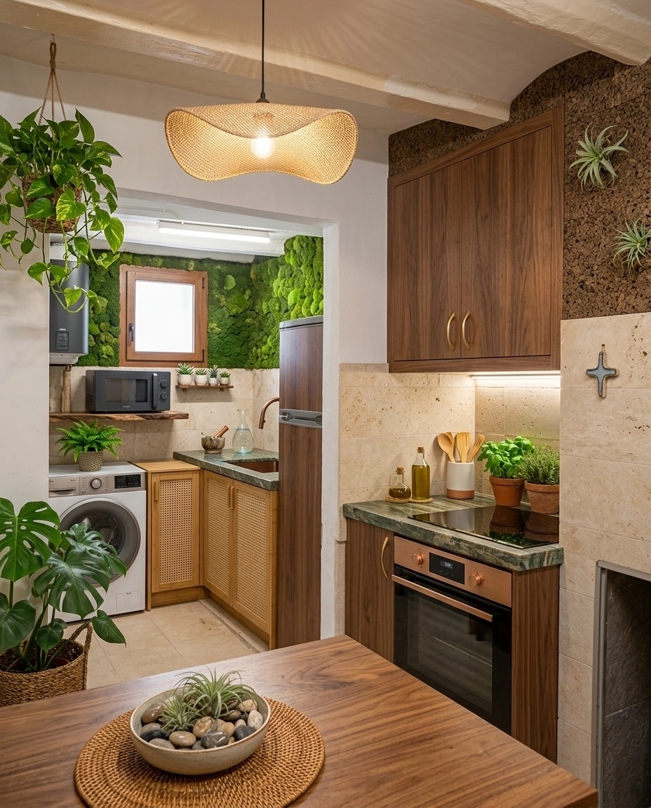 Kitchen interior in Biophilic style — photo by GenRoom AI