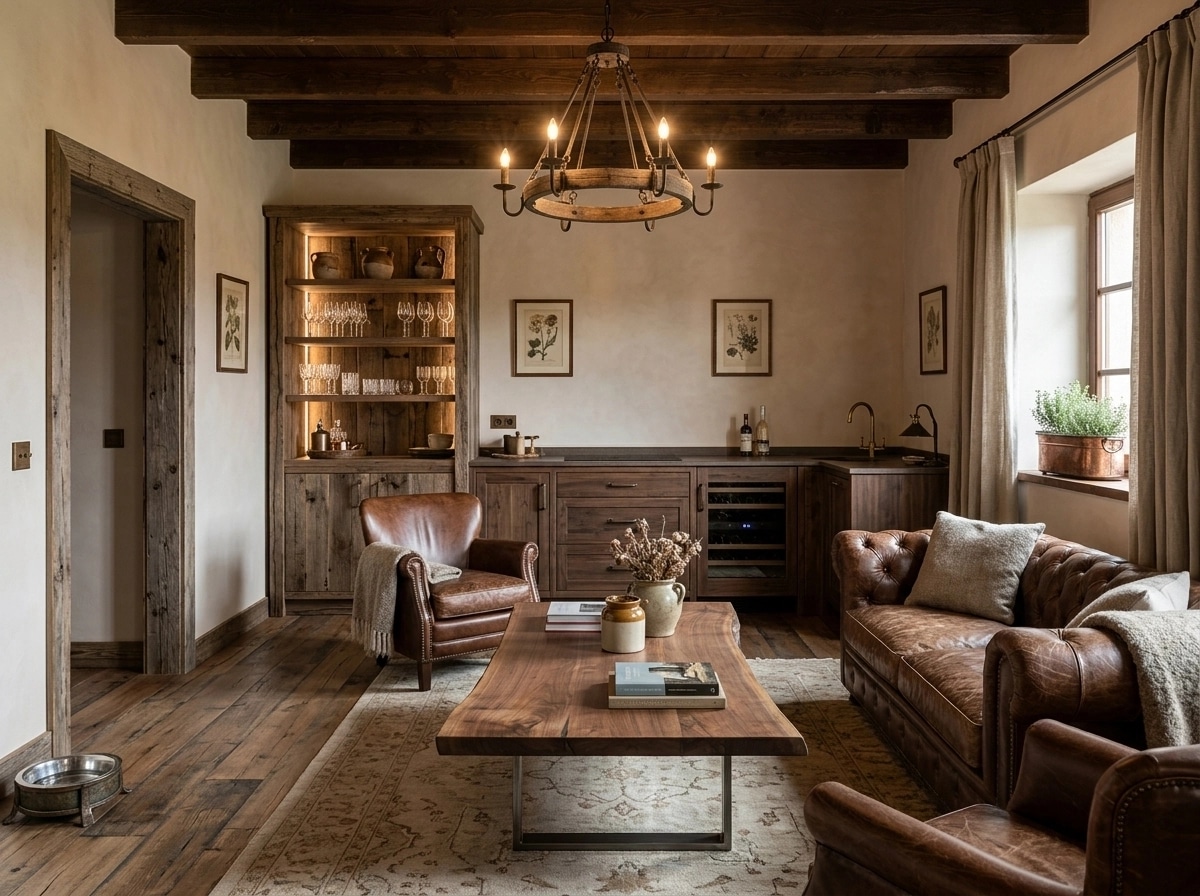 Design de interiores em estilo Rustic — Sala de Estar por GenRoom AI