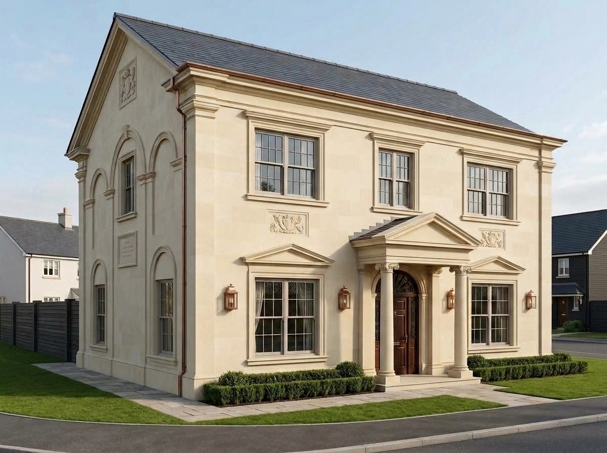 Neoclassic Facade Fachada design — facade photo by GenRoom AI