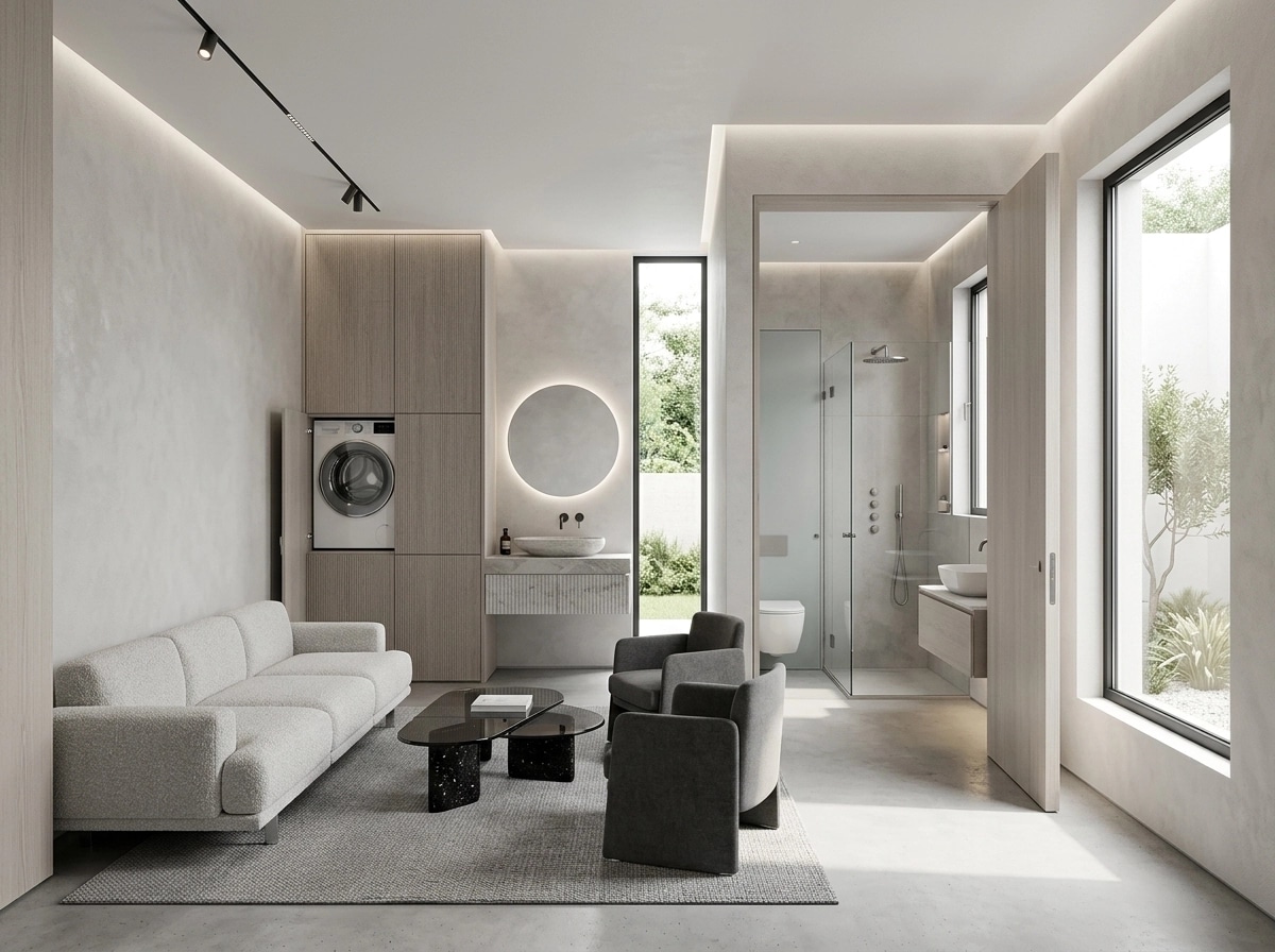 עיצוב פנים בסגנון סגנון Minimalism — סלון מאת GenRoom AI
