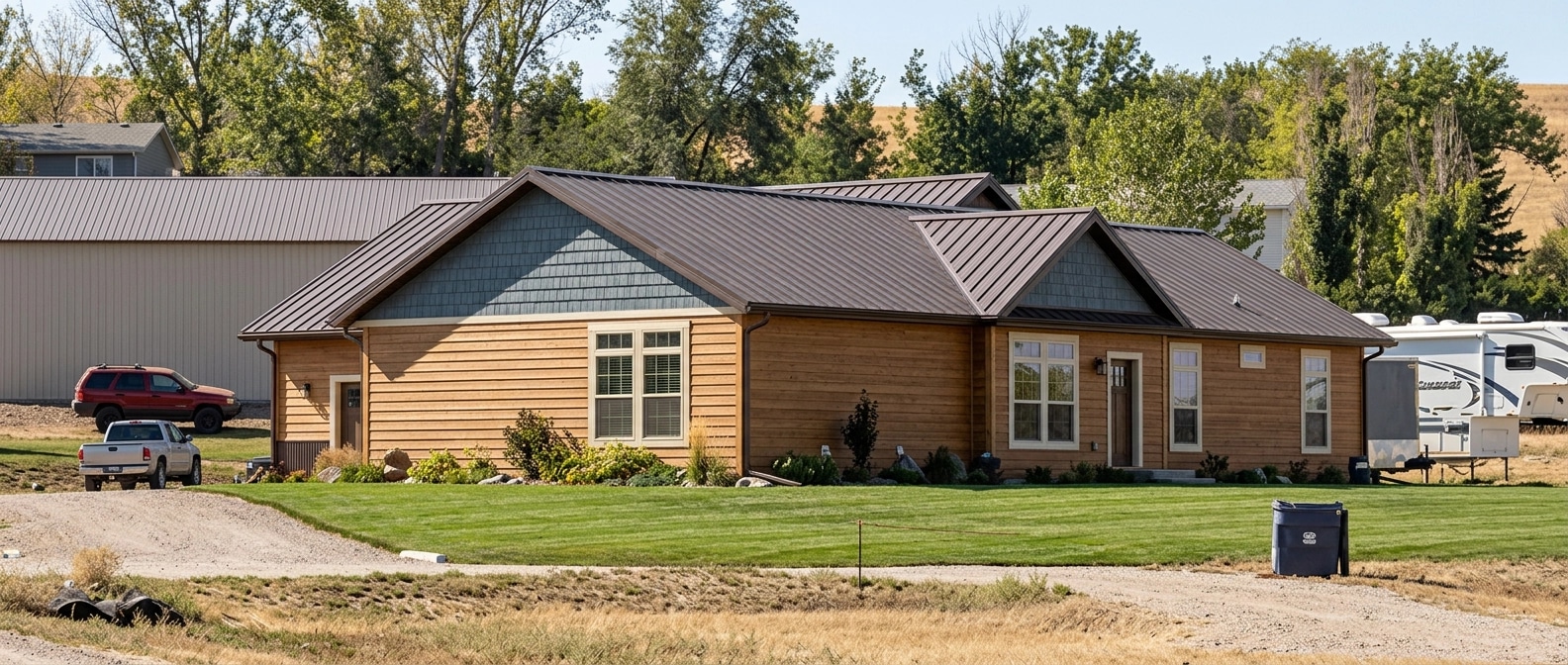 Facade design in Barnhouse Facade style — photo by GenRoom AI