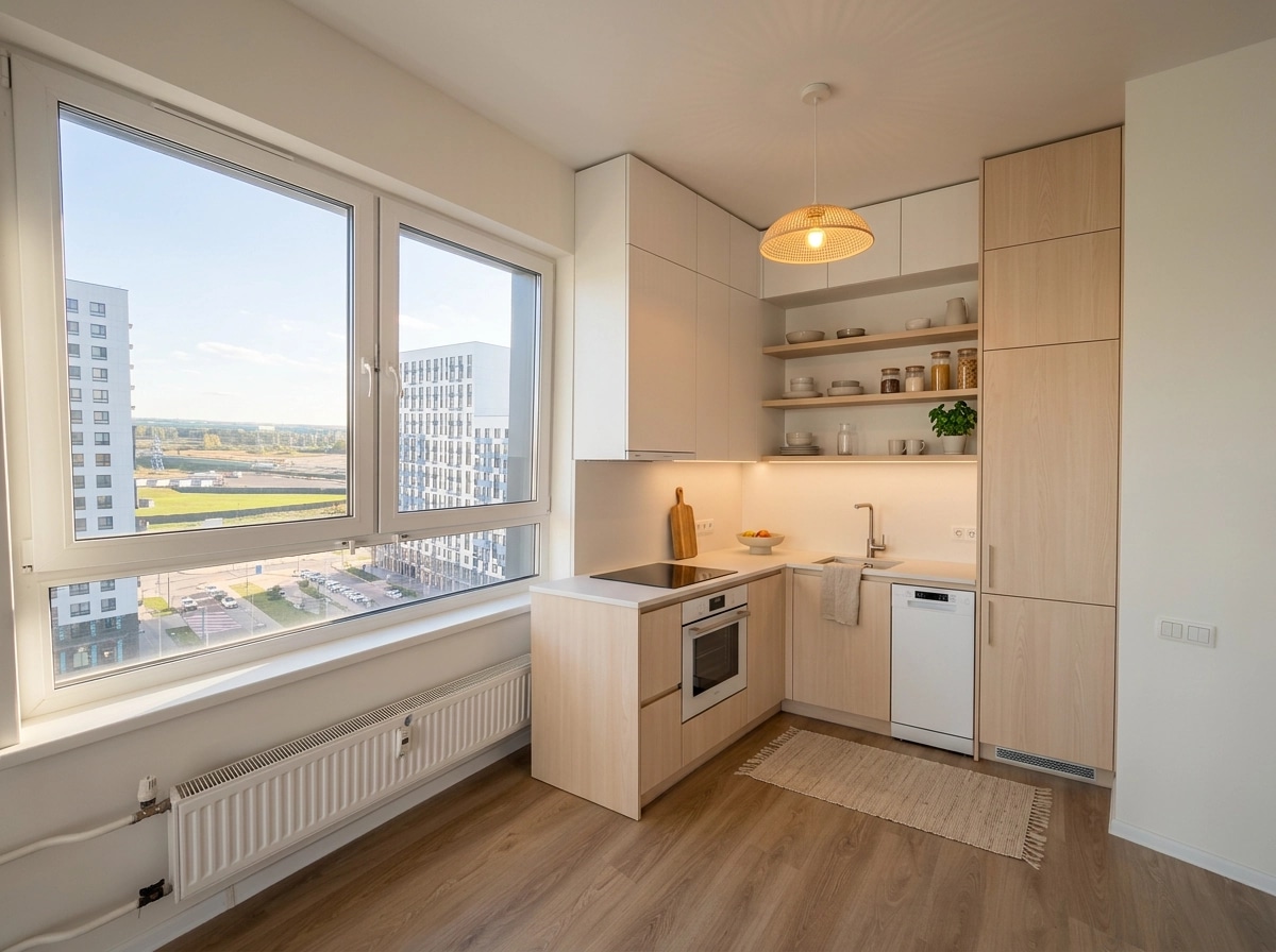 Kitchen interior in Scandinavian style — photo by GenRoom AI
