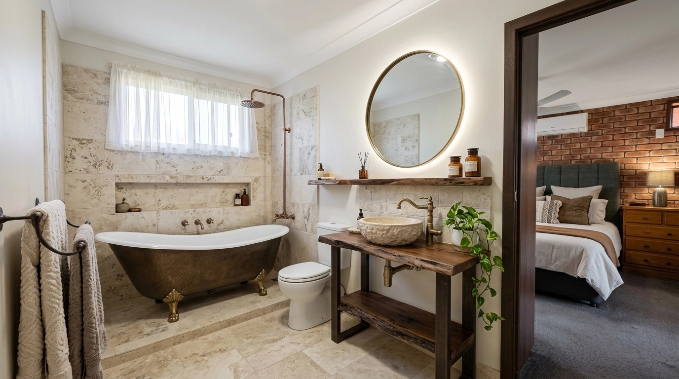 Bathroom interior in Rustic style — photo by GenRoom AI