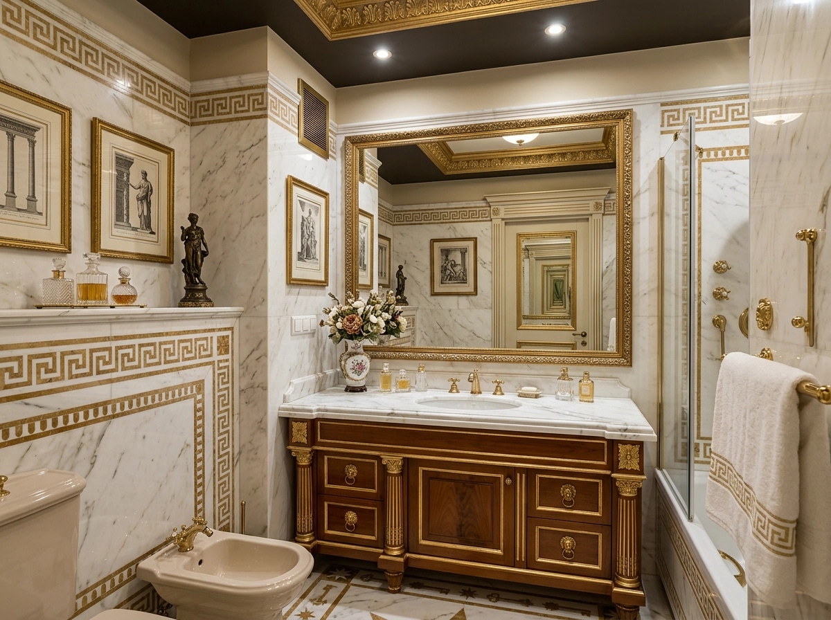 Bathroom interior in Neoclassic style — photo by GenRoom AI