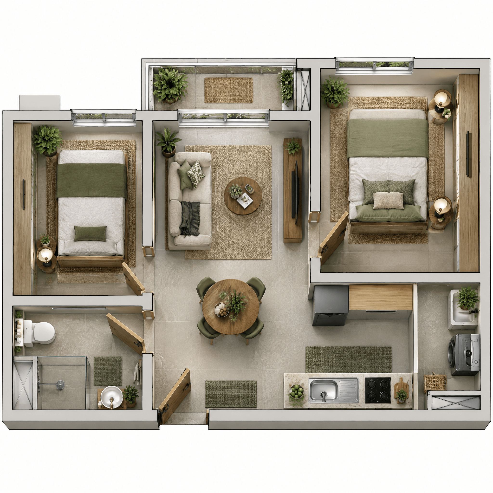 Biophilic Living Room design — interior photo by GenRoom AI
