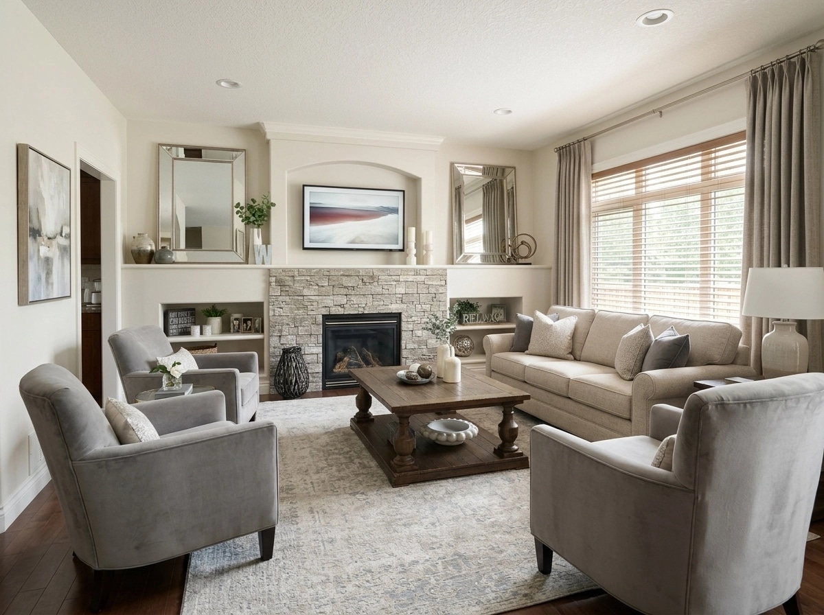 Transitional Living Room design — interior photo by GenRoom AI