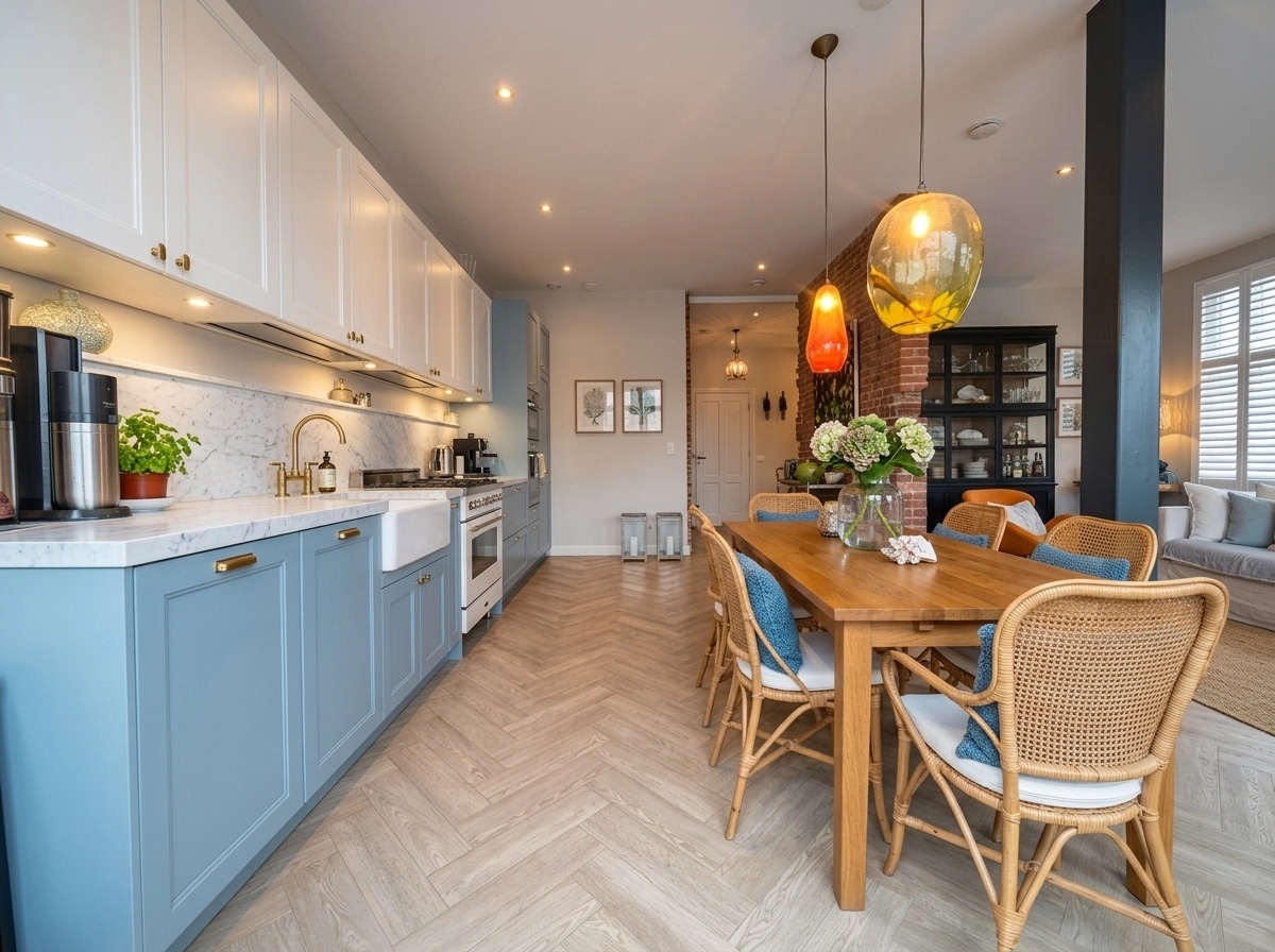 Kitchen interior in Coastal / Hamptons style — photo by GenRoom AI