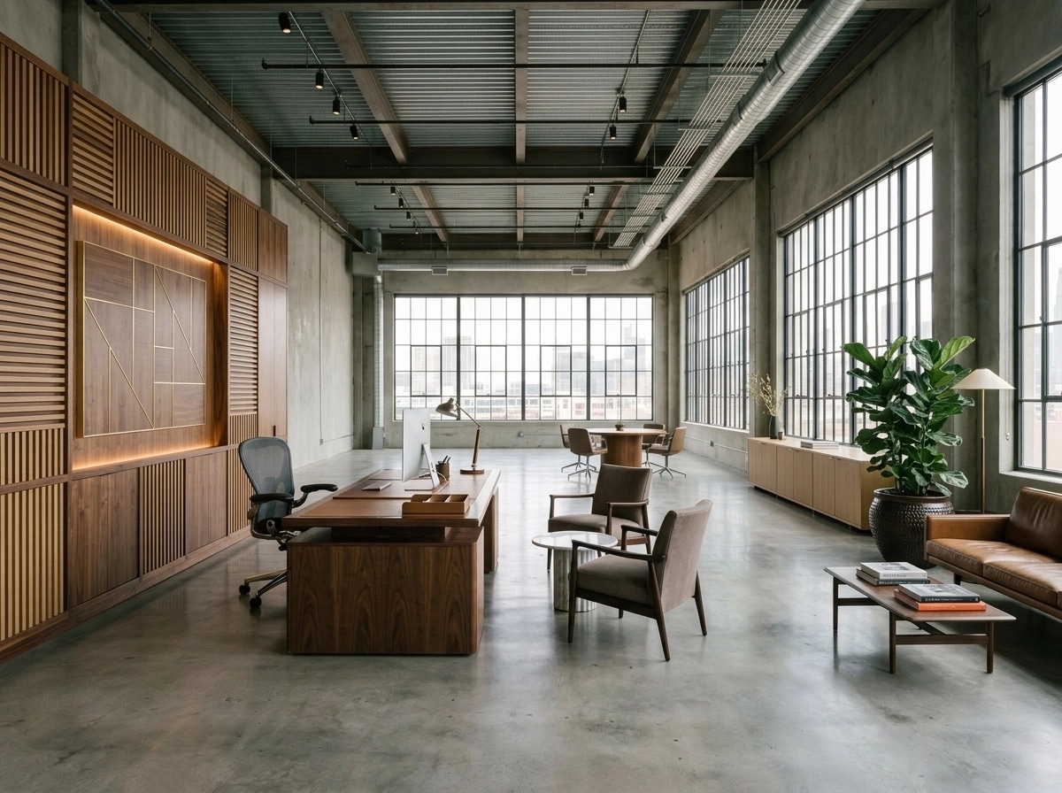 Interior design in Loft / Industrial style — office_space by GenRoom AI