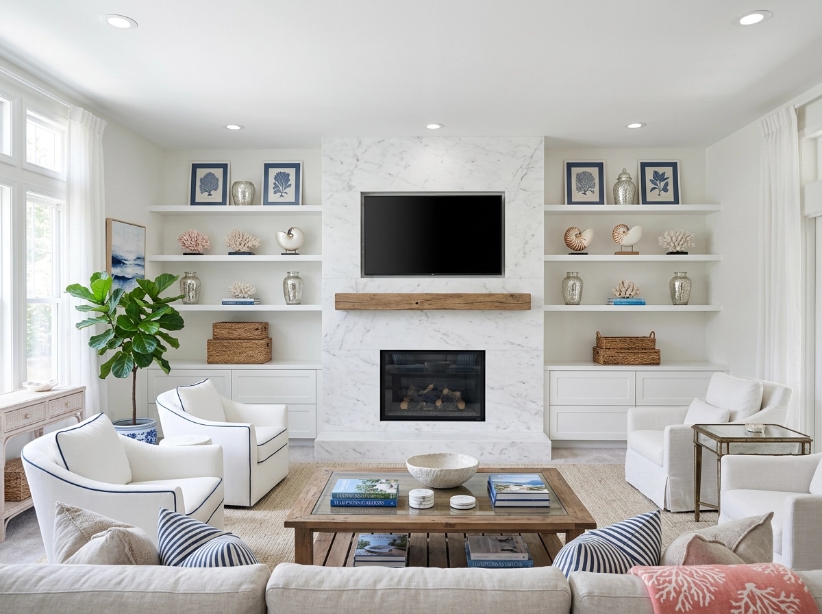 Interior design in Coastal / Hamptons style — Living Room by GenRoom AI