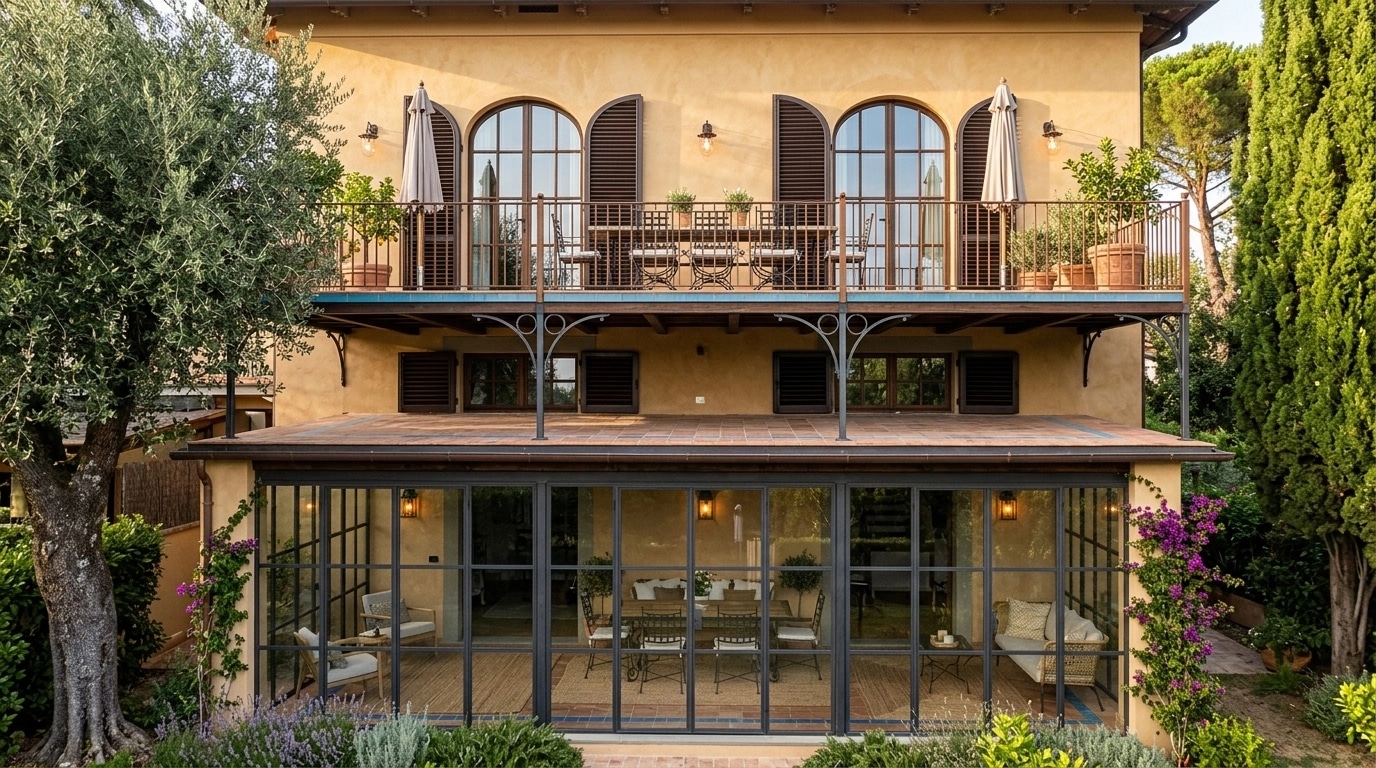 Facade design in Mediterranean Facade style — photo by GenRoom AI