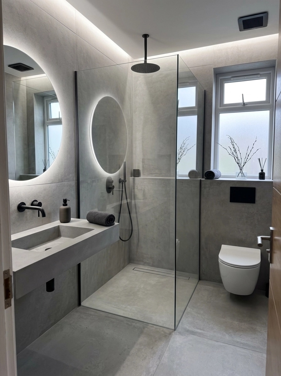 Bathroom interior in Minimalism style — photo by GenRoom AI